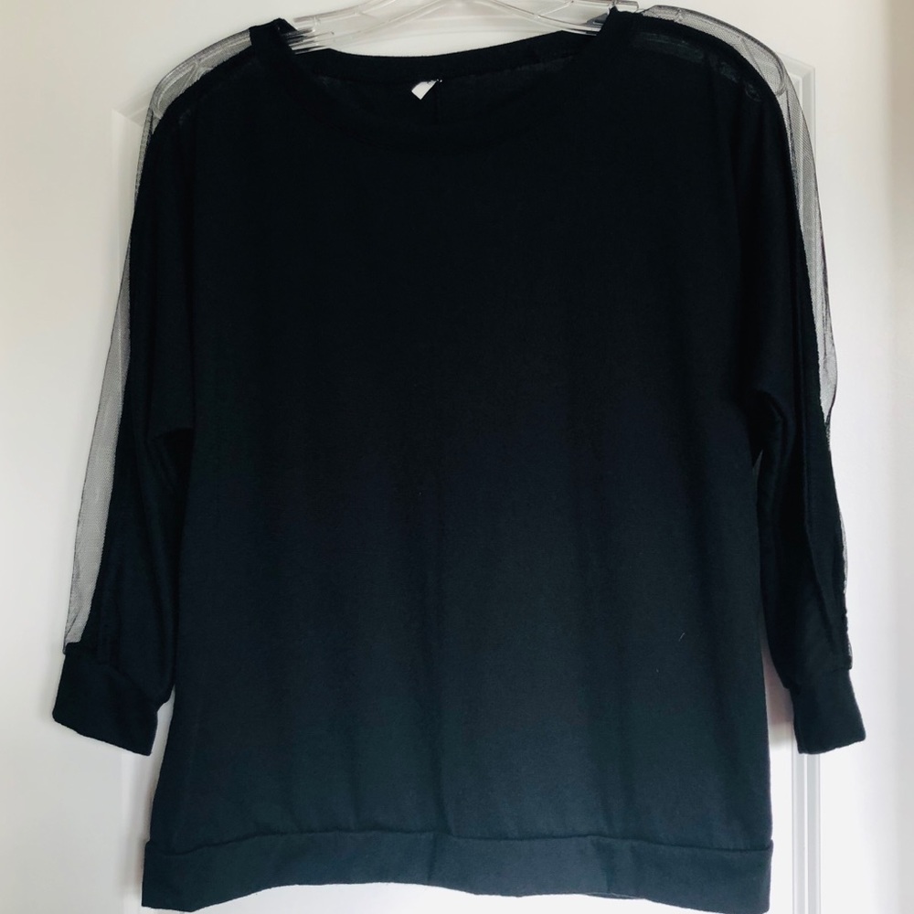 Black top with lace sleeves